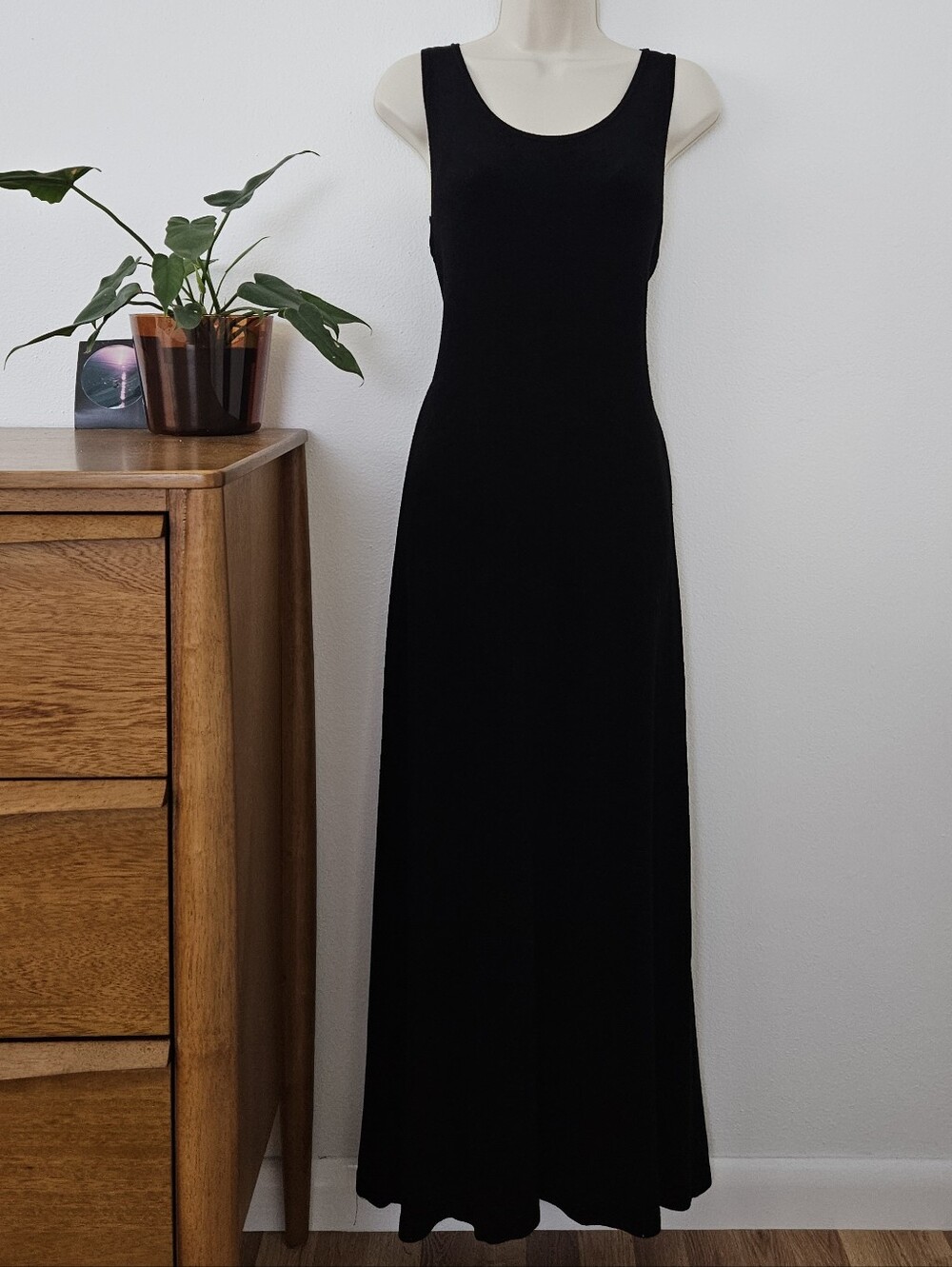 vintage 90s y2k grunge black slinky goth whimsigoth indie urban midi maxi dress - Picture 5 of 5